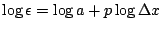 $\displaystyle \log \epsilon = \log a + p \log \Delta x$